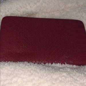 Burgundy  texture hard wallet with gold hardware